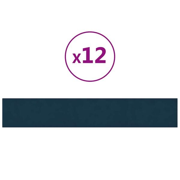 vidaXL Wandpaneele 12 Stk. Blau 90x15 cm Samt 1,62 m&sup2;