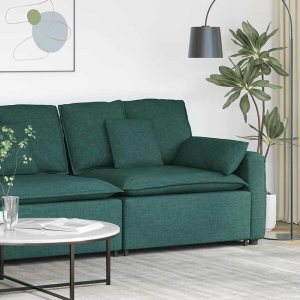 vidaXL Modulares Sofa Endmodul mit Armlehne Kissen Dunkelgr&uuml;n 100 cm