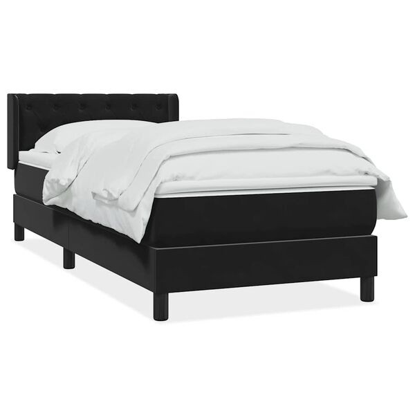 vidaXL Boxspringbett mit Matratze Schwarz 80x220 cm Samt