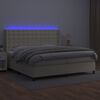 vidaXL Boxspringbett mit Matratze & LED Creme 200x200 cm Kunstleder