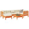 vidaXL 7-tlg. Garten-Sofagarnitur mit Kissen Wachsbraun Kiefernholz