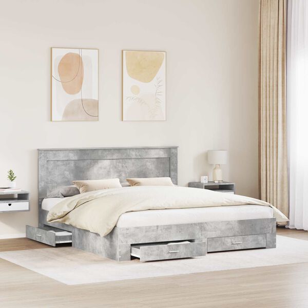 vidaXL Bettgestell mit Schubladen mit Kopfteil Holzwerkstoff