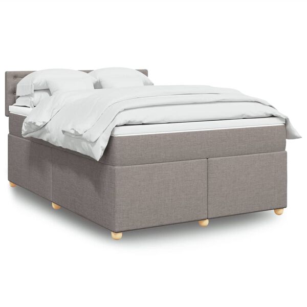 vidaXL Boxspringbett mit Matratze Taupe 160x200 cm Stoff
