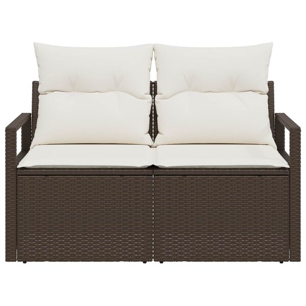 vidaXL Garten-Sofa mit Kissen 120 x 62 x 69 cm Poly-Rattan