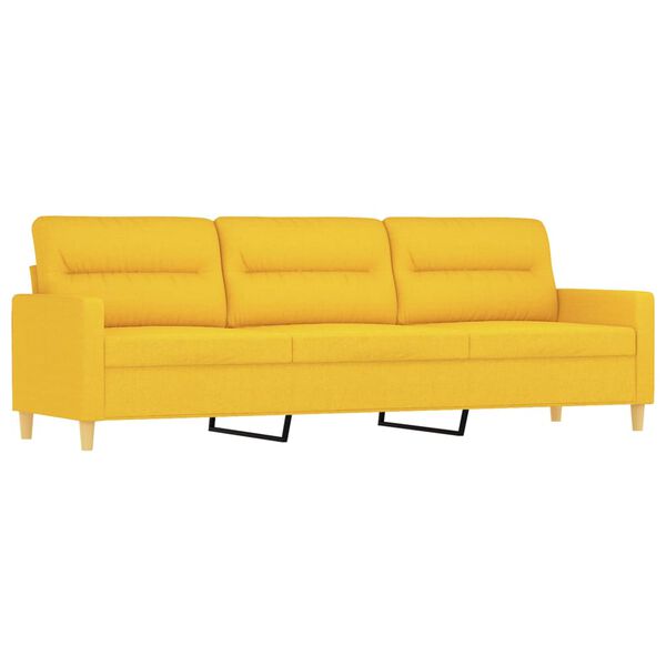 vidaXL 3-Sitzer-Sofa mit Hocker Hellgelb 180 cm Stoff
