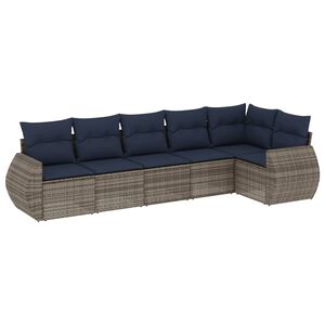 vidaXL 6-teiliges Gartensofa-Set mit Kissen, grau, Polyrattan
