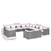 vidaXL 13-tlg. Garten-Lounge-Set mit Kissen Schwarz Poly Rattan