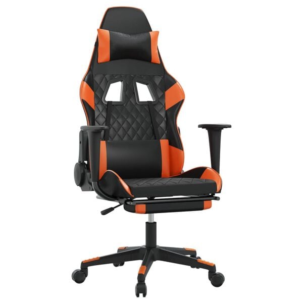 vidaXL Gaming-Stuhl mit Fu&szlig;st&uuml;tze Schwarz und Orange Kunstleder