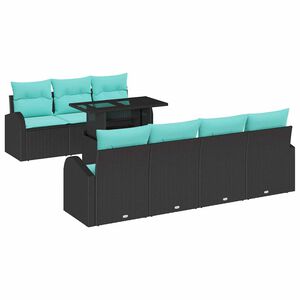 vidaXL Gartensofa-set 8 stk. Schwarz Poly Rattan