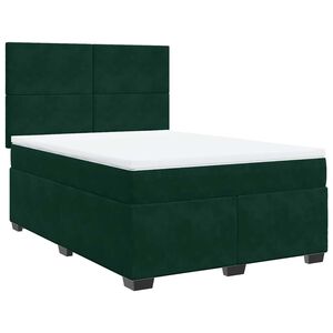 vidaXL Boxspringbett mit Matratze Dunkelgr&uuml;n 160x200 cm Samt