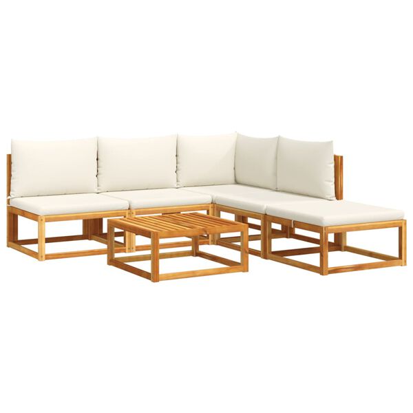 vidaXL 6-tlg. Gartensofa-Set mit Kissen Holz Akazie & Seil