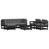 vidaXL 7-tlg. Garten-Lounge-Set mit Kissen Schwarz Massivholz