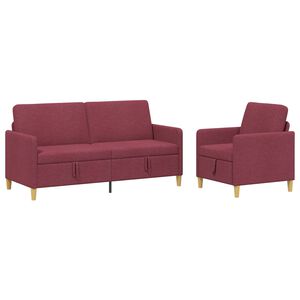 vidaXL Sofa Set mit Stauraum 2 stk. Weinrot Polyester