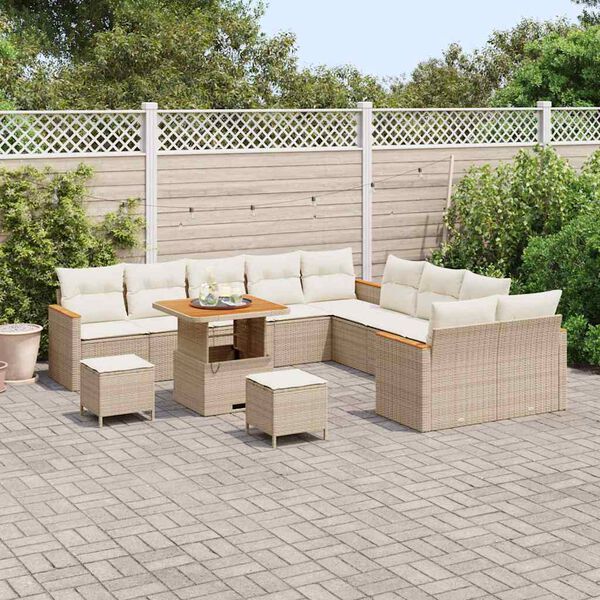 vidaXL Gartensofa-set 13 pcs Beige Poly-Rattan