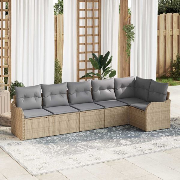 vidaXL Gartensofa-set 6 pcs Beige Poly-Rattan