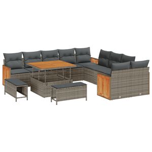 vidaXL Gartensofa-set mit Kissen 13 pcs Grau