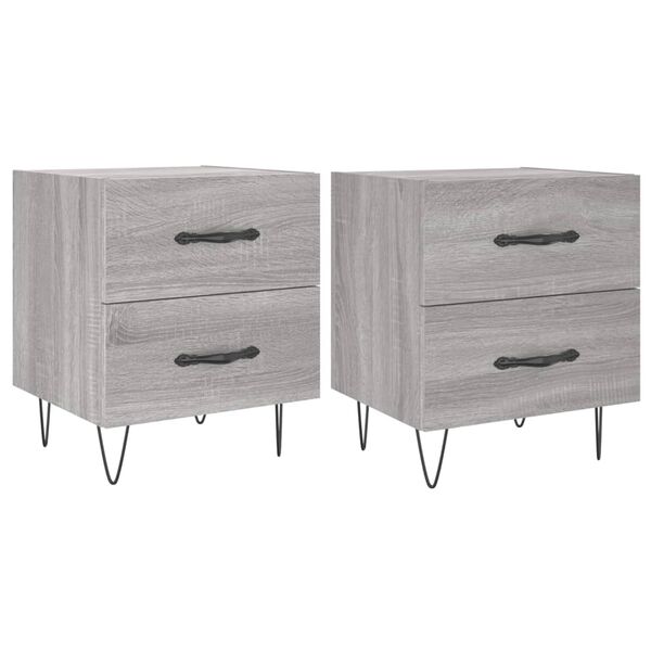 vidaXL Nachttische 2 Stk. Grau Sonoma 40x35x47,5 cm Holzwerkstoff