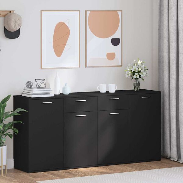 vidaXL Sideboard Schwarz 160x36x75 cm Holzwerkstoff