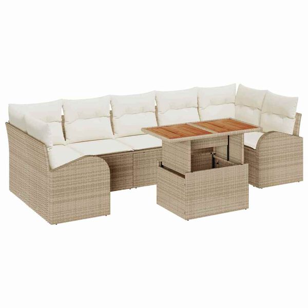 vidaXL Garten-Sofa-Set mit Kissen 8 pcs Beige und Creme