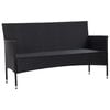 vidaXL 3-Sitzer-Gartensofa mit Auflagen Schwarz Poly Rattan