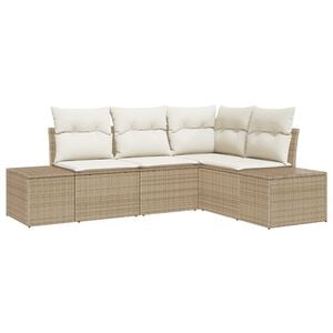 vidaXL Gartensofa-set 4 pcs Beige Poly-Rattan