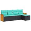 vidaXL 5-tlg. Garten-Sofagarnitur mit Kissen Schwarz Poly Rattan