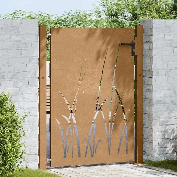 vidaXL Gartentor 100x150 cm Cortenstahl Gras-Design