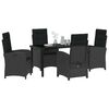 vidaXL Garten Essgruppe mit Kissen 5 pcs Schwarz Poly-Rattan