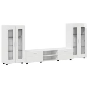 vidaXL TV-Schrankset mit T&uuml;r FLORIN 3 pcs Hochglanz Wei&szlig; Holzwerkstoff