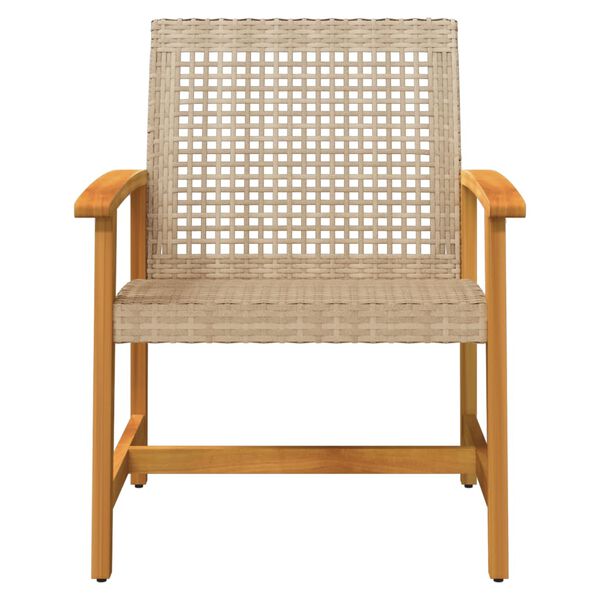 vidaXL Gartenstühle 2 Stk. Beige Poly Rattan und Akazienholz