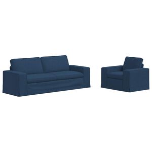 vidaXL Sofa Set 2 stk. Blau Stoff