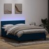 vidaXL Boxspringbett mit Matratze & LED Dunkelblau 140x210 cm Samt
