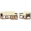 vidaXL Outdoor-Sofagarnitur mit Kissen 6 pcs Natur und Creme