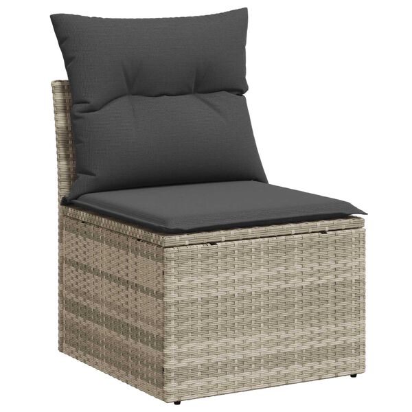 vidaXL Garten-Sofa-Set mit Kissen 4 pcs Hellgrau Poly Rattan