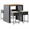 vidaXL 5-tlg. Gartenbar-Set mit Kissen Schwarz Poly Rattan
