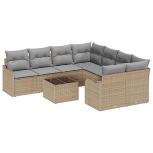 vidaXL Gartensofa-set mit Kissen mit Speicher 9 pcs Beige und Grau