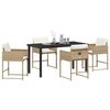 vidaXL Garten Essgruppe mit Kissen 5 pcs Beige Poly-Rattan