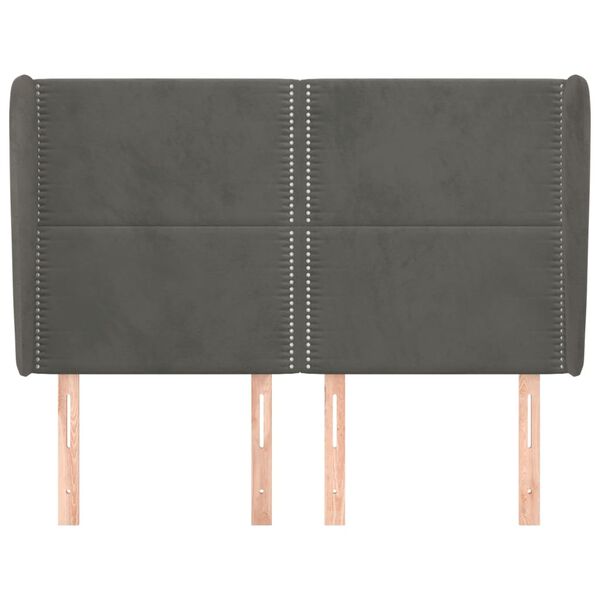 vidaXL Kopfteil mit Ohren Dunkelgrau 147x23x118/128 cm Samt