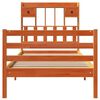 vidaXL Massivholzbett mit Regal ohne Matratze Wachsbraun 100x200 cm