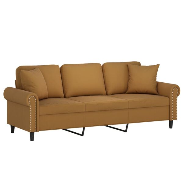 vidaXL 3-Sitzer-Sofa mit Kissen Braun 180 cm Samt