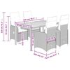 vidaXL 5-tlg. Garten-Bistro-Set mit Kissen Grau Poly Rattan
