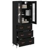 vidaXL Highboard-Schrank mit Regal 2 pcs Schwarz Eichen-Optik