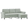 vidaXL 3-Sitzer-Sofa mit Hocker Hellgrau 180 cm Samt