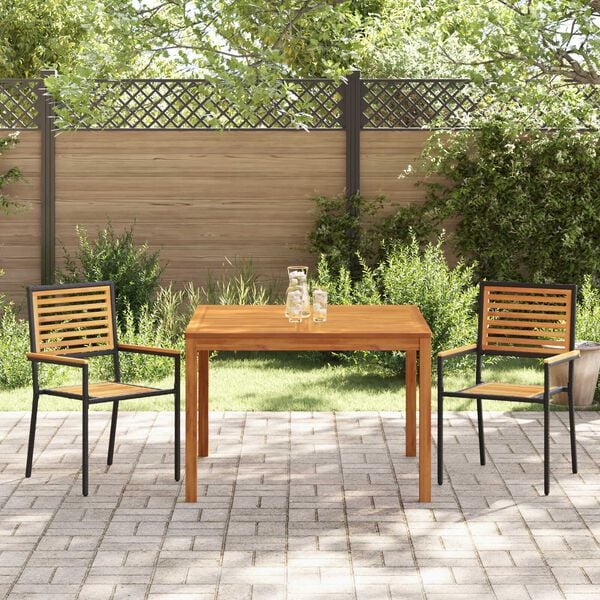 vidaXL Garten Essgruppe 3 pcs Schwarz Poly Rattan