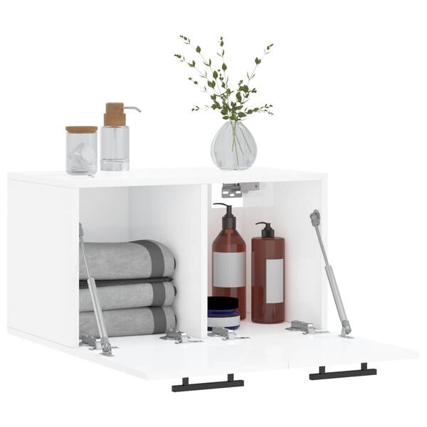 vidaXL Wandschrank Hochglanz-Wei&szlig; 60x36,5x35 cm Holzwerkstoff