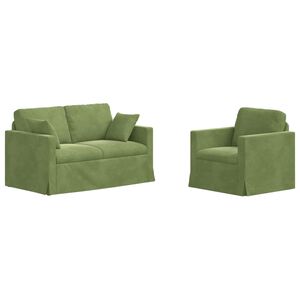 vidaXL Sofa 2 pcs Hellgr&uuml;n 138 x 78 x 80 cm Samt