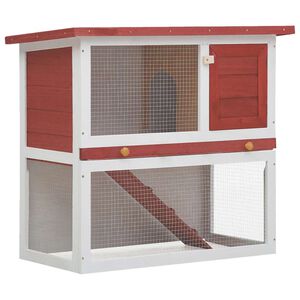 vidaXL Kaninchenstall 1 T&uuml;r Rot Holz