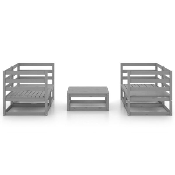 vidaXL 5-tlg. Garten-Lounge-Set Grau Massivholz Kiefer