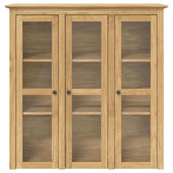 vidaXL Schrank mit Glast&uuml;ren BODO Honigbraun 115,5 x 38,5 x 117,7 cm