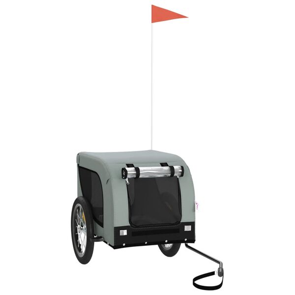 vidaXL Fahrradanhänger Hunde Grau und Schwarz Oxford-Gewebe und Eisen